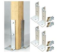 Base de Poteau en Acier galvanisé de 8 po, Support de Poteau réglable de 3 x 3 Pouces, ancrages en béton pour poteaux de Portail en Bois/Colonne de clôture de terrasse extérieure, kit de Support de