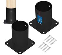 KOTARBAU® Lot de 2 Support Poteau Bois - Acier Revêtu par Poudre - ⌀ 100 mm - Noir - Pied de Poteau - Fixation Robuste - Résistant à la Corrosion