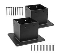 Base de Poteau pour Terrasse - 2 Pièces Ancres Pour Poteaux De Clôture Dimension Intérieure 8,4x8,9 cm,Noir Mat Support Pour Pergola - Pour Clôture Jardin Enclos Patio Porche Arrière-cour Gazebos