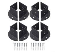 Base de poteau réglable robuste pour poteaux de 5 x 5 cm, 10 x 10 cm, 15 x 15 cm, kit de support en acier au carbone pour installation de terrasse, clôture, pergola, noir (8 pièces)