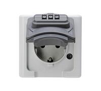 Base de prise étanche Kopp Gris Serrure à combinaison manuelle Avec couvercle Extérieur Type F