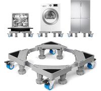 Base de Réfrigérateur Machine à Laver Réglable 42cm-66cm, Socle Machine a Laver avec 8 pieds + 4 roues, Support Machine A Laver Antidérapante et Absorbant les Chocs(Capacité Portante 300 KG)