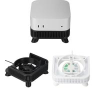 Base de refroidissement anti-poussière imprimée 3D pour Mac Mini M4/M4 Pro 2024, support antidérapant avec support de ventilateur de refroidissement, accessoires de bricolage (noir)