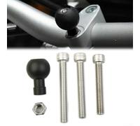 Base de serrage de guidon de moto avec boule de 2,5 cm pour supports RAM - Kit de boulons M8 pour téléphone GPS caméra - Support de vélo argenté