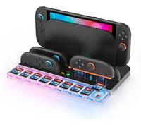 Base de Stockage pour Nintendo Switch 2 JoyCon, poignée pour NS2, lumière RVB, indicateurs LED, 9 emplacements pour Cartes, Station de Chargement Switch 2 avec câble de Chargement USB