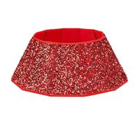 Base de Support de Jupe d'arbre de Noël,Jupe d'arbre Pliable de Noël,Bague de Couverture Rustique pour Les Ornements de décoration de fête (Rouge)