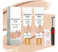 Base De Teint Bb Avec Pinceau,CrèMe Hydratante TeintéE Bb, Base Hydratante LéGèRe, Unifie Le Teint Et Lisse L'Apparence, Couvrance Totale,Fini Naturel. (Naturel, 2 pièces, U44)