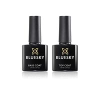 Base de vernis à ongles en gel bluesky et couche de finition en gel, trempez en jeu de vernis à ongles en gel UV LED, finition haute durée brillante durable, 2 x 10 ml de bouteilles