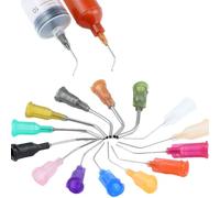 Base de vis de 1 pouce, 250 pièces seringue à pointe émoussée incurvée pour colle liquide industrielle, aiguilles longueur 25 mm, 0,2 mm (ID) x 0,43 mm (OD), longueur totale 42 mm, 27 G