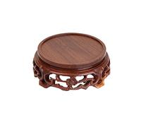 Base d'ornement Vase en Bois Statue de Bouddha Base Ronde Odd Stone Bonsaï Ornements Théière Base Sculpture sur Bois Décoration Maison Présentoir Vase en Bois Base (B)