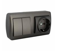 Base double Prise + Interrupteur Solera Mural 250 V 16 A