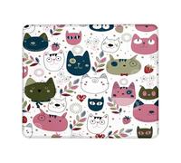 Base en Caoutchouc Tapis de Bureau, Chat Mignon Texture Minou Dessin animé Feuilles Motif griffonnage Gamer Mouse Pad Antidérapante Tapis de Souris Gaming pour PC Souris Bureau