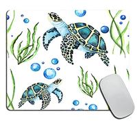 Base en Caoutchouc Tapis de Bureau Plage Tortues de mer Créature Turtle Teal Plante Gamer Mouse Pad Mouse Pad 25x30cm pour Joueurs Professionnels,Bureau,Les capteurs de Jeu