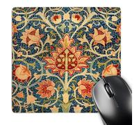 Base en Caoutchouc Tapis De Souris De Jeu Fleurs William Morris, Motif Floral Symétrique Bleu Rouge Orange 25X30Cm, Mousepad Portable Tapis De Bureau pour Pc Jeux Les Capteurs De Jeu