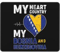 Base en Caoutchouc Tapis de Souris d'Ordinateur, Mon cœur, Mon Pays, ma Bosnie-Herzégovine, Bords Cousus Tapis de Souris, Mousepad, 25X30cm, Joueurs Professionnels, Souris, Ordinateur