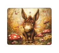 Base en Caoutchouc Tapis de Souris, Fée Âne Brun Animal Magique Printemps Mousepad Antidérapante Tapis de Souris d'Ordinateur pour Jeux Les capteurs de Jeu Joueurs Professionnels