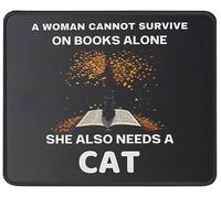 Base en Caoutchouc Tapis de Souris Gaming, Une Femme ne Peut Pas survivre avec des Livres Funny Cat Gamer Mouse Pad Antidérapante Tapis de Souris de Jeu pour Claviers Joueurs Professionnels