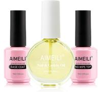 Base Et Top Coat Vernis Semi Permanent Avec Huile Cuticule Ongles 3 * 15ml No Wipe Top Coat Et Base Coat Vernis ¿¿ Ongles Gel Uv Led Nail Polish Soak Off Manucure Kit