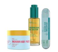BASE LABORATORIES Kit de cheveux incarnés - Huile capillaire incarnée, tampons exfoliants et pince à épiler de précision, soin des bosses de rasoir pour la zone du bikini, les jambes, les aisselles et