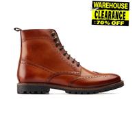 Base London Boone Bottes En Cuir Pour Hommes Smart Casual Brogue À Cheville Tan