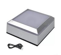 Base lumineuse pour présentoir carré compatible avec les bijoux, figurines, tasses et objets de collection en cristal 3D en verre acrylique utilisant deux sources d'alimentation (carrée)