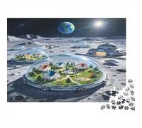 Base Lunaire Colonie Spatiale Puzzle 1000 Pièces Papier pour Adultes Scène Science Fiction Jeu de Puzzle 1000 Pièces Détente Famille Cadeau Décor 52x38cm/1000pcs