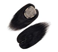 Base Mono de vrais cheveux humains for femmes, noir naturel, léger et respirant, ajouter du volume peut être bou or cheveux clairsemés(10 Inch,14x16cm)