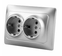 Base monoblock à double connexion 16 A encastrable, utile dans les installations électriques pour une connexion sécurisée des appareils.
