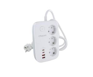 Base multipla compatta da 1,50 m con 3 prese Schuko da 16 A, 2USB-C e 2USB-A + interruttore - Ricarica rapida