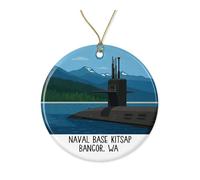 Base navale Kitsap Bangor Washington en céramique - Design militaire vintage avec illustration de flotte de sous-marins - Décoration souvenir rétro de la défense du Pacifique imprimée des deux côtés