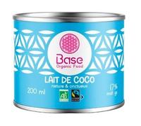 BASE ORGANIC FOOD - Lait de coco nature 17% MG 20cl - Vente à l'unité - meilleure offre