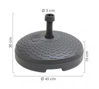 Base Parapluie Résine Simil Ratan Ø45x15 Cm. 20 Litres Anthracite
