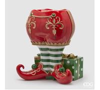 Base Per Albero Di Natale Pino Elfo Con Pantaloni H66x57x41 Verde E Rosso Multicolore