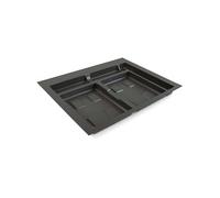 Emuca - Base Recycle pour poubelles pour tiroir de cuisine, 2 cavitès, Plastique gris anthracite, Plastique, 1 ut.