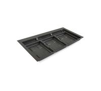 Emuca - Base Recycle pour poubelles pour tiroir de cuisine, 3 cavitès, Plastique gris anthracite, Plastique, 1 ut.
