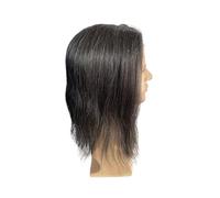 Base Toupet for hommes en dentelle suisse #1B20, cheveux humains, boucle V, Base à peau fine Remplacement Système