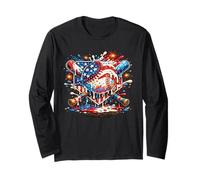 Baseball 4 Juillet Glace Glace Drapeau Américain Jeunesse Garçon Homme Manche Longue