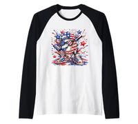 Baseball 4 Juillet Glace Glace Drapeau Américain Jeunesse Garçon Homme Manche Raglan