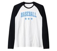 Baseball All Light Blue Stars Texte rétro Classique Manche Raglan