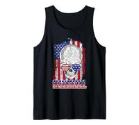Baseball American Flag Skull Sunglass Patriotic 4th July Débardeur