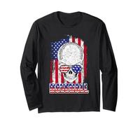 Baseball American Flag Skull Sunglass Patriotic 4th July Manche Longue