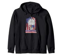 Baseball American Flag Skull Sunglass Patriotic 4th July Sweat à Capuche