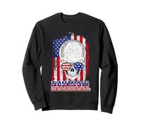 Baseball American Flag Skull Sunglass Patriotic 4th July Sweatshirt