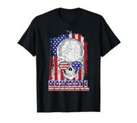 Baseball American Flag Skull Sunglass Patriotic 4th July T-Shirt