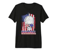 Baseball American Flag Skull Sunglass Patriotic 4th July T-Shirt Haut de Gamme