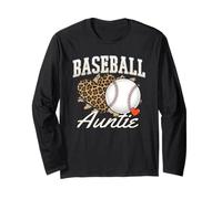 Baseball Aunt Leopard Softball Auntie Funny Fete des Mères Manche Longue