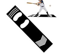 Baseball Batting Training Mat, Non-Slip Shock-Absorbing PU Material with Footprint Guide, Softball Hitting Practice Mat for Beginners, Durable Portable Batting Tee for Home Field Training