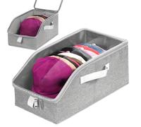 Baseball Cap Organizer - Polyester, 14.8x9.29x6.89in Storage Box With Clear Window Lid | Space-Saving Hat Holder For Baseball Caps, Clothing, Scarves, Books, Travel, Desktop, Home, Office, RV, Closet