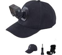 Baseball Cap with Action Camera Mount, Baseball Cap with J Buckle and 1/4"" Screw for All GoPro, SJ and Xiaoyi Cameras - Black (Black)