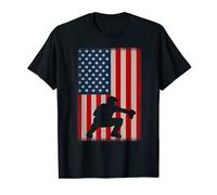 Baseball Catchers Gear Ballon de baseball Motif drapeau américain T-Shirt